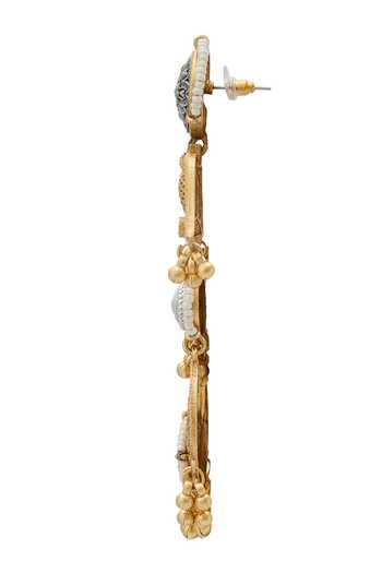 Nazaakat By Samara Singh_Gold Plated Pearls, Stones And Embellished Earrings _Online_at_Aza_Fashions