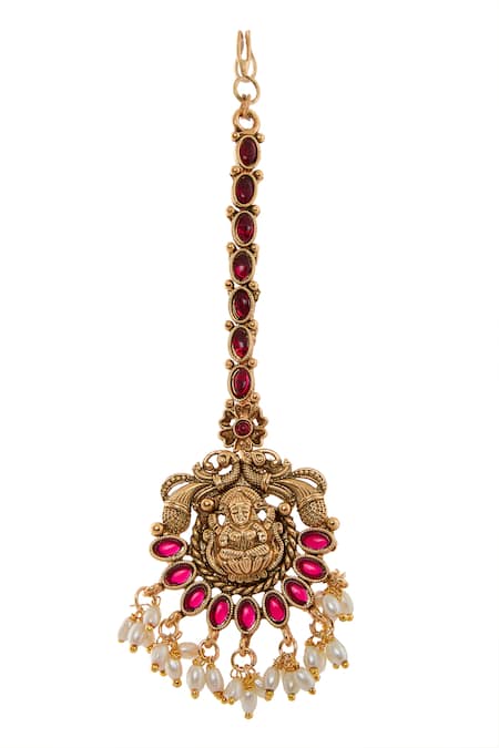 Nazaakat By Samara Singh Temple Maangtikka with Kemp Stones 