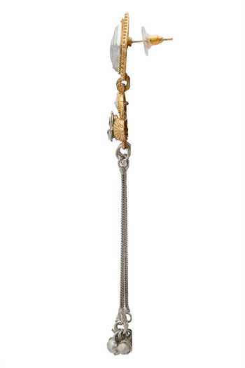 Nazaakat By Samara Singh_Gold Plated Stones Dual Paisley Chain Tassel Earrings _Online_at_Aza_Fashions
