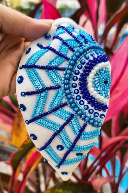 The House Of Aqua Evil Eye Embroidered Headband 