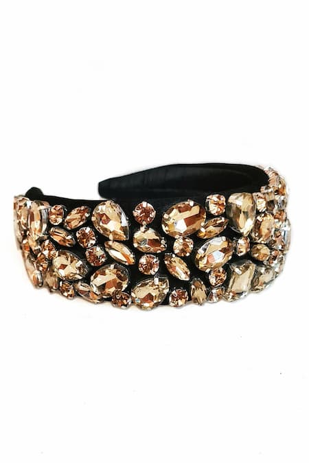 The House Of Aqua Gold Crystal Embellished Hair Band 