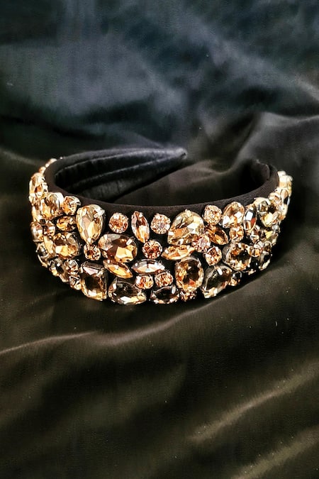The House Of Aqua Gold Crystal Embellished Hair Band 