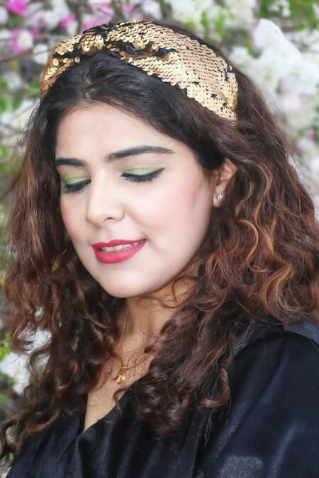 The House Of Aqua_Gold Sequins Embellished Headband _Online_at_Aza_Fashions