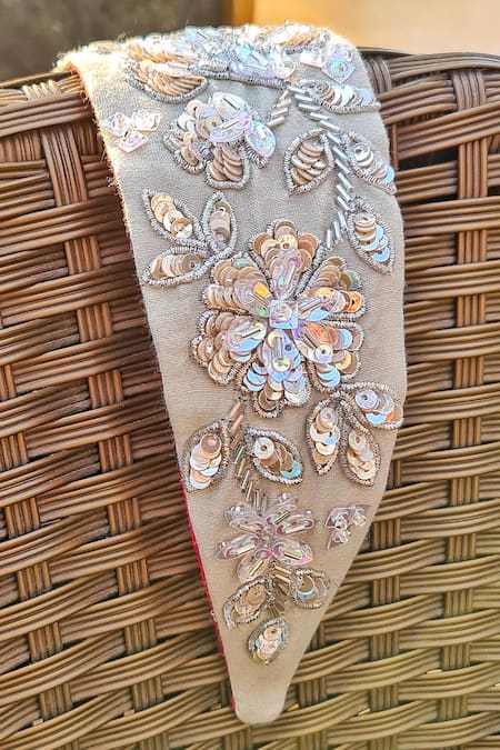 The House Of Aqua Sequin Bloom Embroidered Headband 