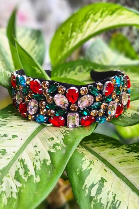 The House Of Aqua_Black Crystals Embellished Hair Band _Online_at_Aza_Fashions