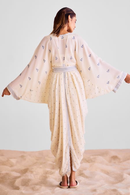 Cotton And Clay Floral Print Kaftan Dress With Belt 