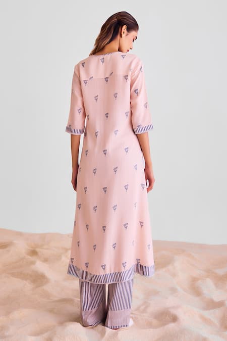 Cotton And Clay Floral Print A-Line Kurta Set 