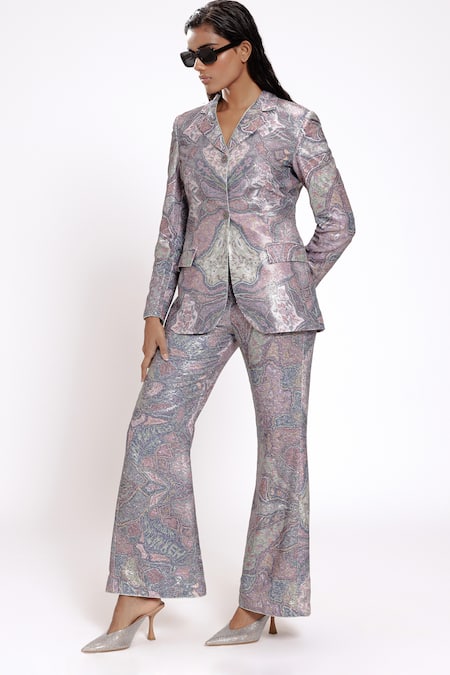 DOH TAK KEH Purple Sequin Bell Bottom Pant 