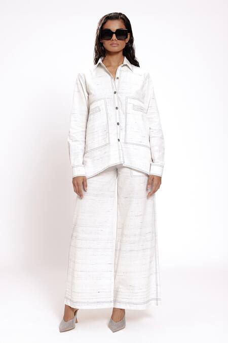 Buy Doh Tak Keh White Cotton Collared Soft Welt Pocket Shirt Online at Aza Fashions Buy_Doh Tak Keh_White Cotton Collared Soft Welt Pocket Shirt_Online_at_Aza_Fashions