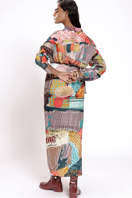 Shop Doh Tak Keh Multi Color Cotton Abstract Print Wrap Skirt at Aza Fashions Shop_Doh Tak Keh_Multi Color Cotton Abstract Print Wrap Skirt_at_Aza_Fashions