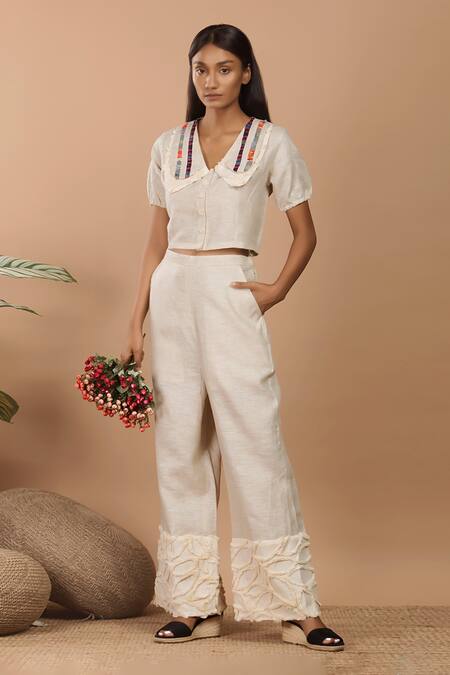 Label Niyami Textured Striped Top & Pant Set 