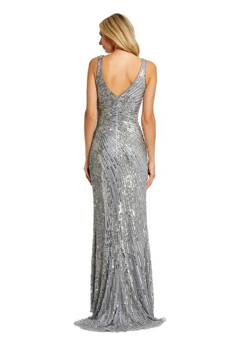 Mac Duggal Silver Polyester Sequins, Beads V-neck Floral Embellished Gown at Aza Fashions Mac Duggal_Silver Polyester Sequins, Beads V-neck Floral Embellished Gown _at_Aza_Fashions