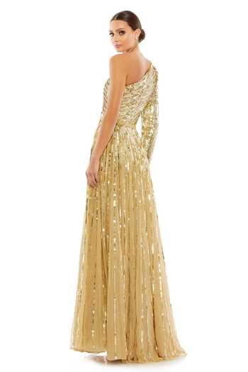 Mac Duggal Gold One Shoulder Sequined Gown 