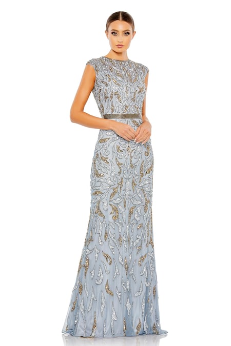 Mac Duggal Abstract Cutdana Sequin Gown 