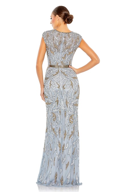 Mac Duggal Abstract Cutdana Sequin Gown 