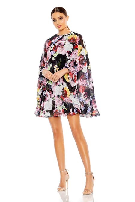 Mac Duggal Multi Color Rose Bloom Print Dress 