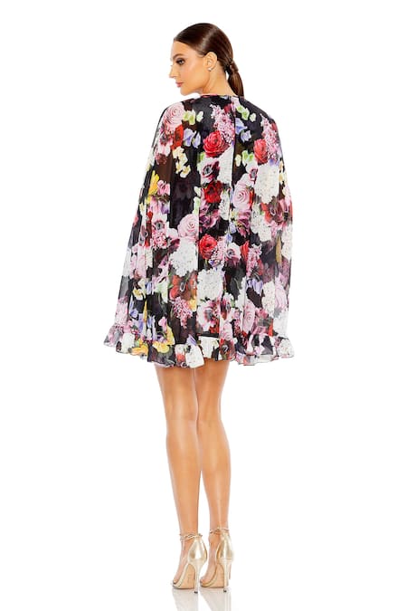 Mac Duggal Multi Color Rose Bloom Print Dress 