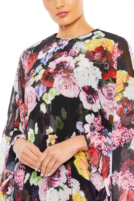 Mac Duggal Multi Color Polyester Embroidery Round Neck Rose Bloom Print Dress Online at Aza Fashions Mac Duggal_Multi Color Polyester Embroidery Round Neck Rose Bloom Print Dress _Online_at_Aza_Fashions