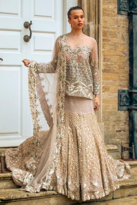 tara thakur Zardozi Embroidered Top Skirt Set 