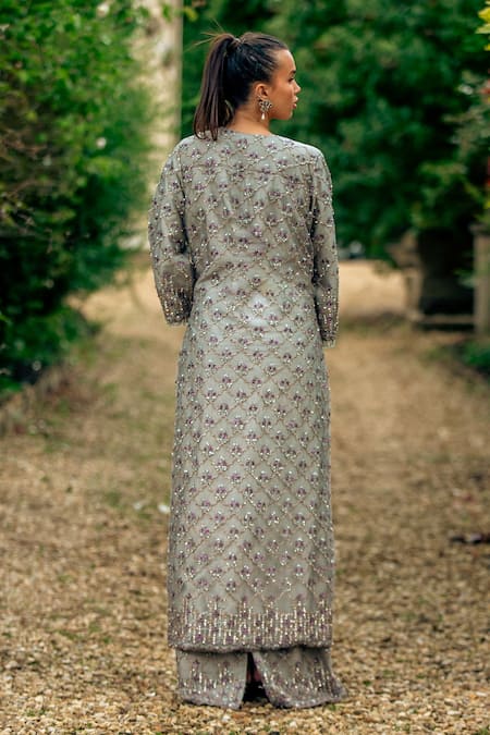 tara thakur Sequin Embroidered Jacket Skirt Set 