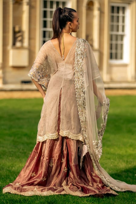 tara thakur Embroidered Kaftan Sharara Set 