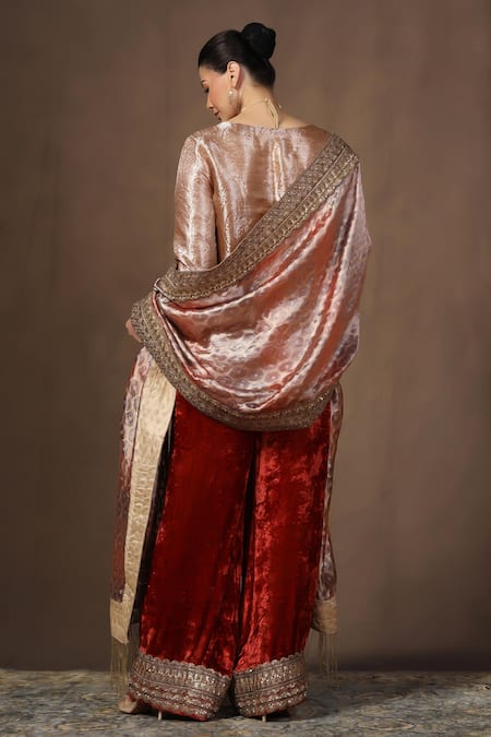 tara thakur Zardozi Embroidered Tunic & Flared Pant Set 