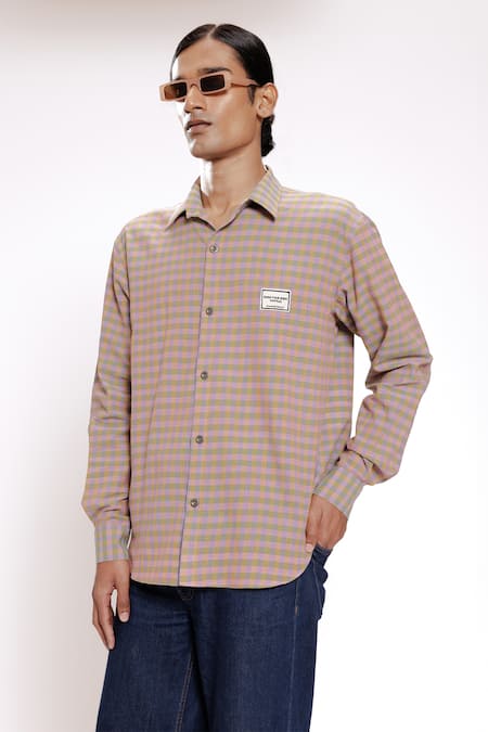 DOH TAK KEH Pink Checkered Gingham Shirt 