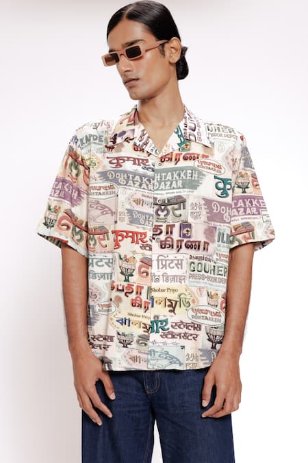 DOH TAK KEH Ivory Typography Print Shirt 