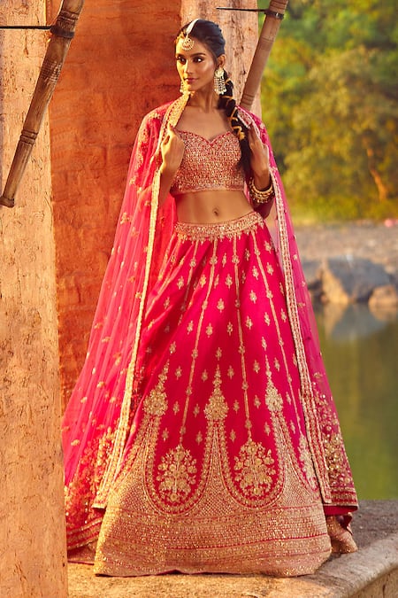 Azeera Apoorva Floral Zardozi Embroidered Bridal Lehenga Set 