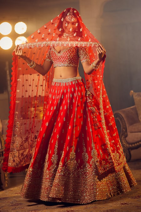 Azeera Zeenath Floral Embroidered Bridal Lehenga Set 