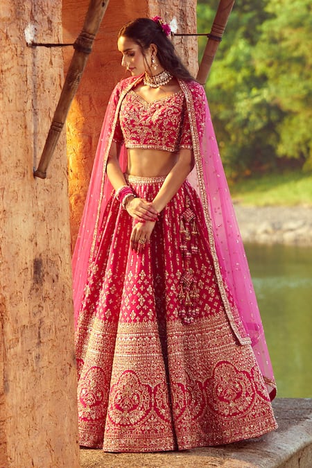 Azeera Floral Embroidered Bridal Lehenga Set 