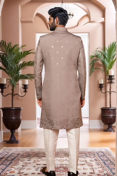 Arihant Rai Sinha Geometric Embroidered Sherwani Set 