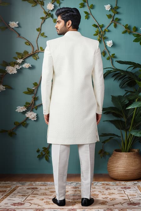 Arihant Rai Sinha Cream Thread & Sequin Embroidered Sherwani Set 