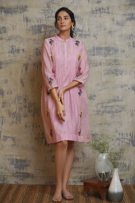 Dhaari Embroidered Cotton Silk Dress 