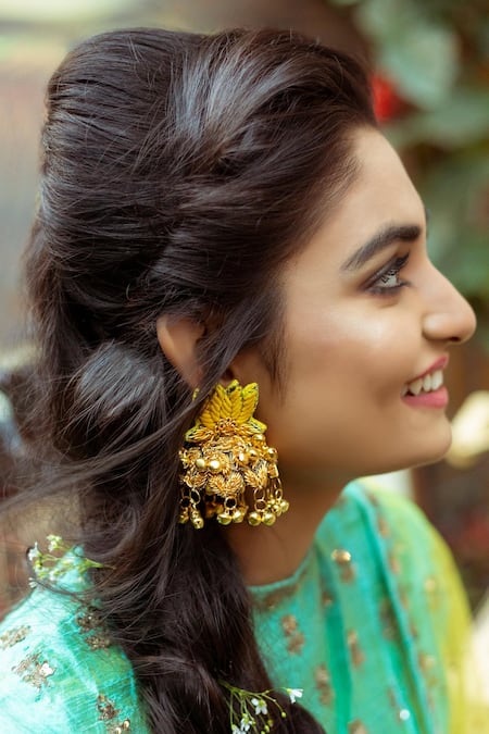 Kanyaadhan By Dhirajaayushi Hand Embroidered Lotus Jhumkas 