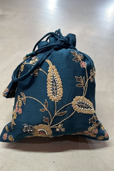 Shop Matsya Blue Chanderi Silk Embroidery Floral Mandarin Collar Anarkali Palazzo Set Online at Aza Fashions Shop_Matsya_Blue Chanderi Silk Embroidery Floral Mandarin Collar Anarkali Palazzo Set _Online_at_Aza_Fashions