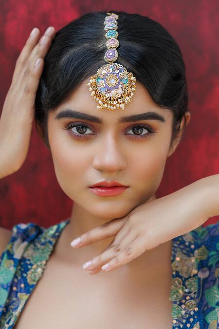 Buy_Kanyaadhan By Dhirajaayushi_Multi Color Diamonds, Tassels, Beads Gulbahar Vine Jewellery Set _Online_at_Aza_Fashions