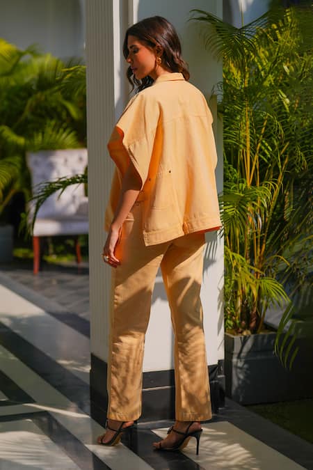 Kay Kay Floral Embroidered Yellow Denim Set 