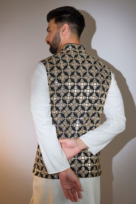 Kasbah Mirror Zari Embroidered Black Bundi 