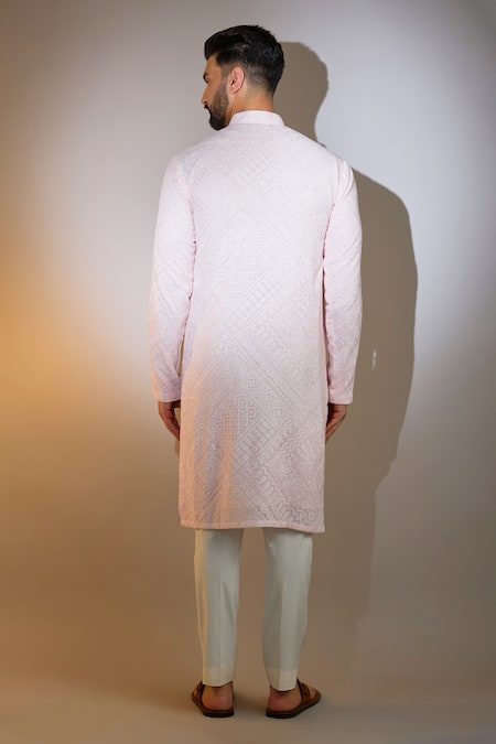 Kasbah Powder Pink Chikankari Embroidered Kurta 