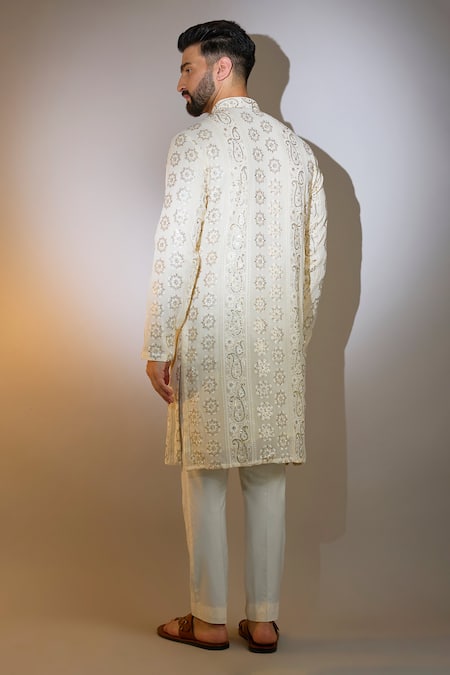 Kasbah Beige Chikankari Sequin Work Kurta 