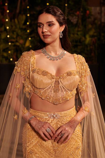 Buy Jigar & Nikita Gold Net Cut Work, Sequins, Pearls Geometric Cutdana Embroidered Lehenga Set Online at Aza Fashions Buy_Jigar & Nikita_Gold Net Cut Work, Sequins, Pearls Geometric Cutdana Embroidered Lehenga Set _Online_at_Aza_Fashions