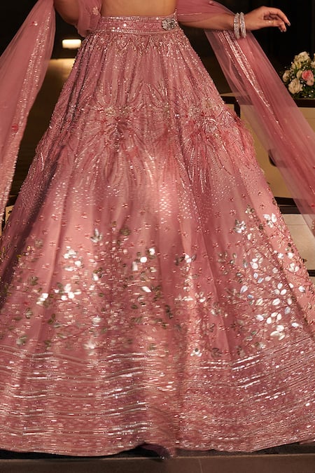 Buy Jigar & Nikita Pink Tissue, Silk Sequins, Embroidery Flamingo Botanical Lehenga Set Online at Aza Fashions Buy_Jigar & Nikita_Pink Tissue, Silk Sequins, Embroidery Flamingo Botanical Lehenga Set _Online_at_Aza_Fashions