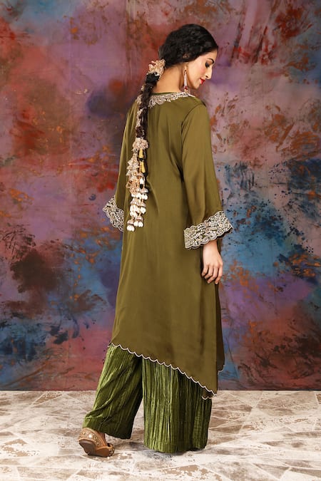 House Of Supriya Zari Embroidered Asymmetric Kurta Set 