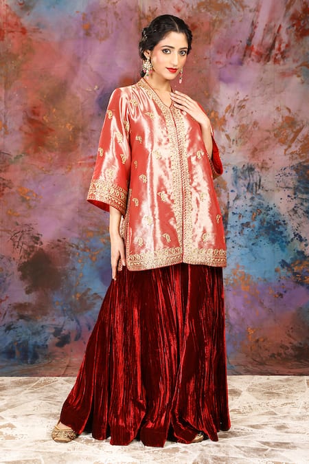 HOUSE OF SUPRIYA Paisley Embroidered Jacket & Sharara Set 