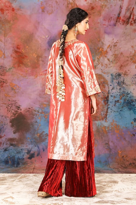 House Of Supriya Floral Vine Embroidered Kurta & Sharara Set 