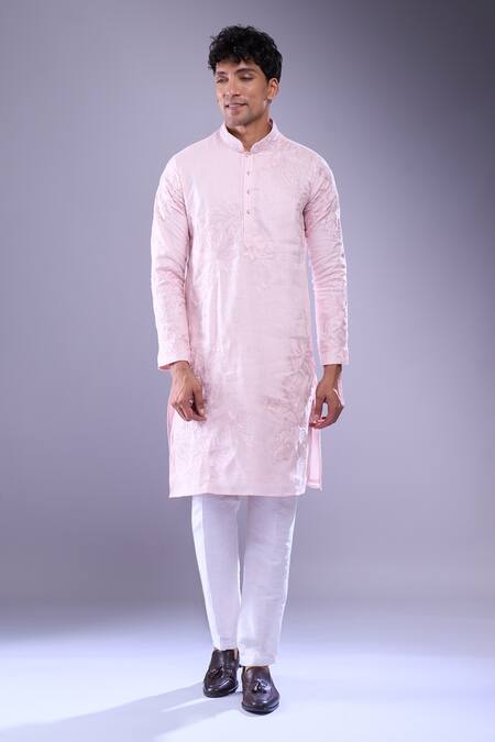 Buy Arihant Rai Sinha Pink Linen Embroidery Floral Aari Kurta Set Online at Aza Fashions Buy_Arihant Rai Sinha_Pink Linen Embroidery Floral Aari Kurta Set _Online_at_Aza_Fashions