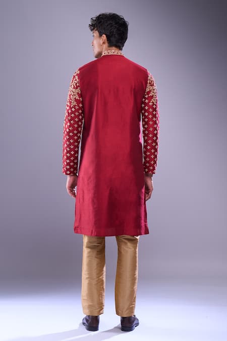 Arihant Rai Sinha Maroon Floral Embroidered Kurta Set 
