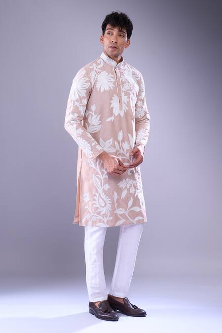 Arihant Rai Sinha Peach Polyester, Silk Embroidery Flower Bloom Kurta Set Online at Aza Fashions Arihant Rai Sinha_Peach Polyester, Silk Embroidery Flower Bloom Kurta Set _Online_at_Aza_Fashions