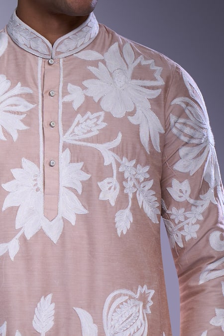 Buy Arihant Rai Sinha Peach Polyester, Silk Embroidery Flower Bloom Kurta Set Online at Aza Fashions Buy_Arihant Rai Sinha_Peach Polyester, Silk Embroidery Flower Bloom Kurta Set _Online_at_Aza_Fashions